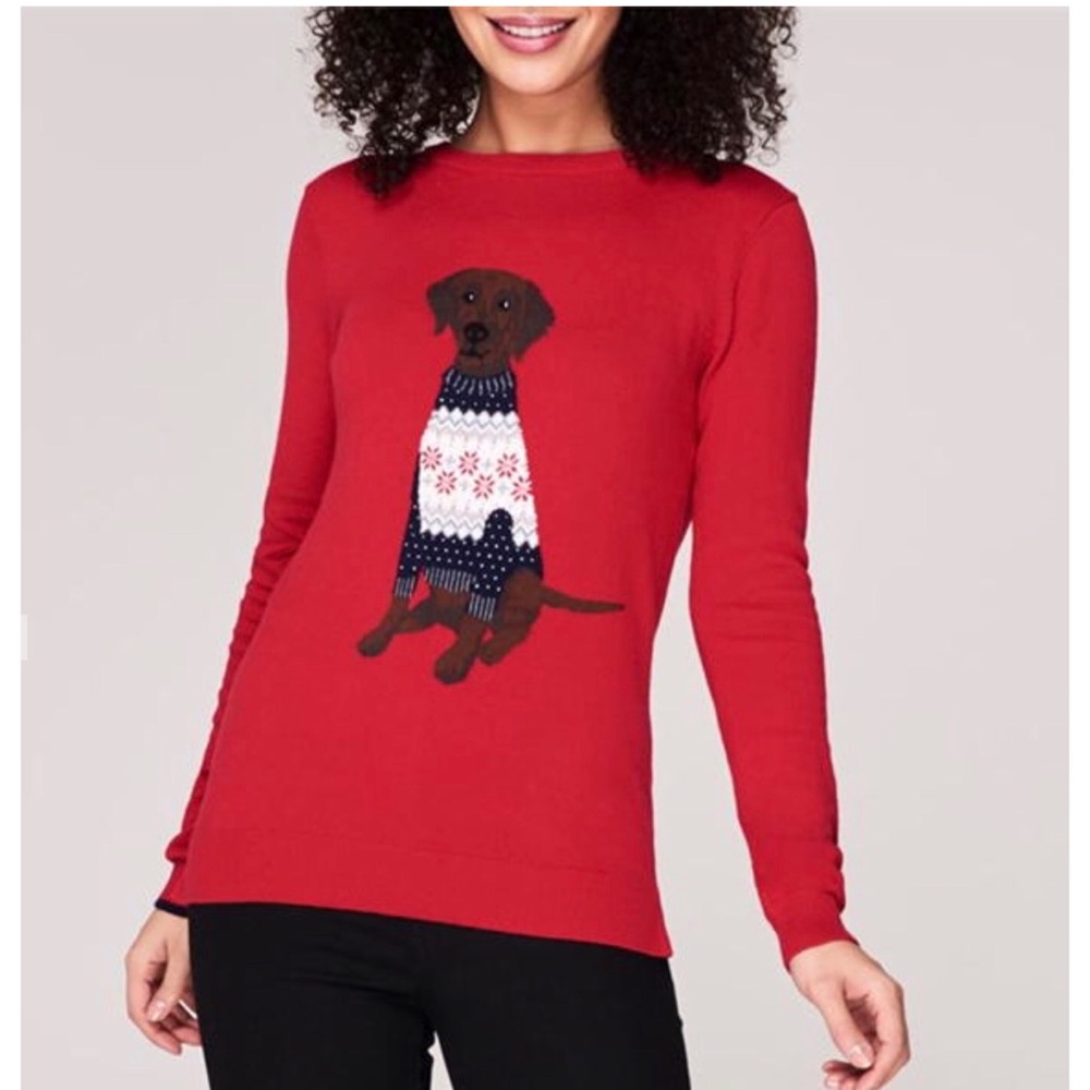 Joules Red festive dog sweater NWTS 6 - Picture 1 of 8